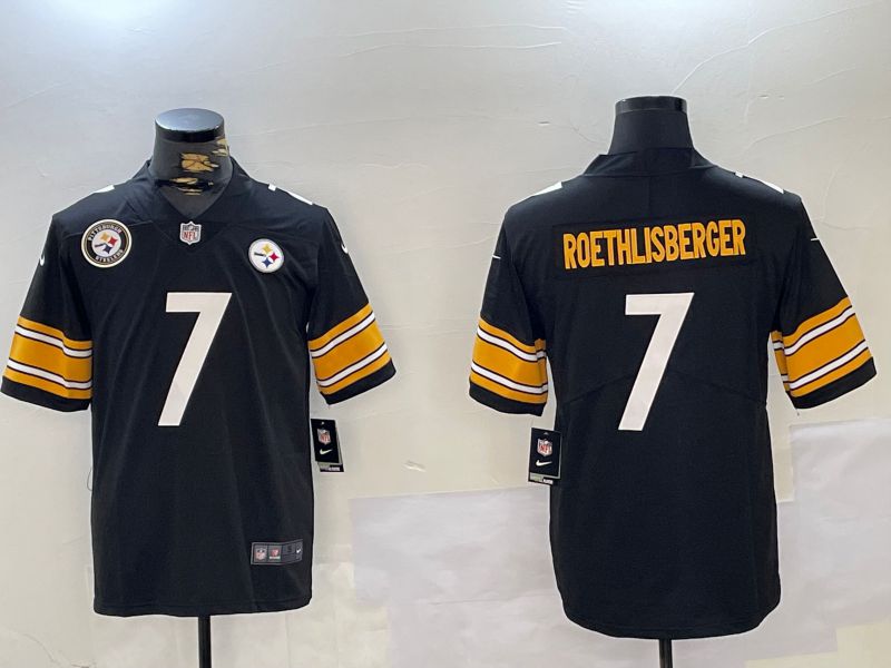 Men Pittsburgh Steelers #7 Roethlisberger Black 2024 Nike Vapor Limited NFL Jersey style 1